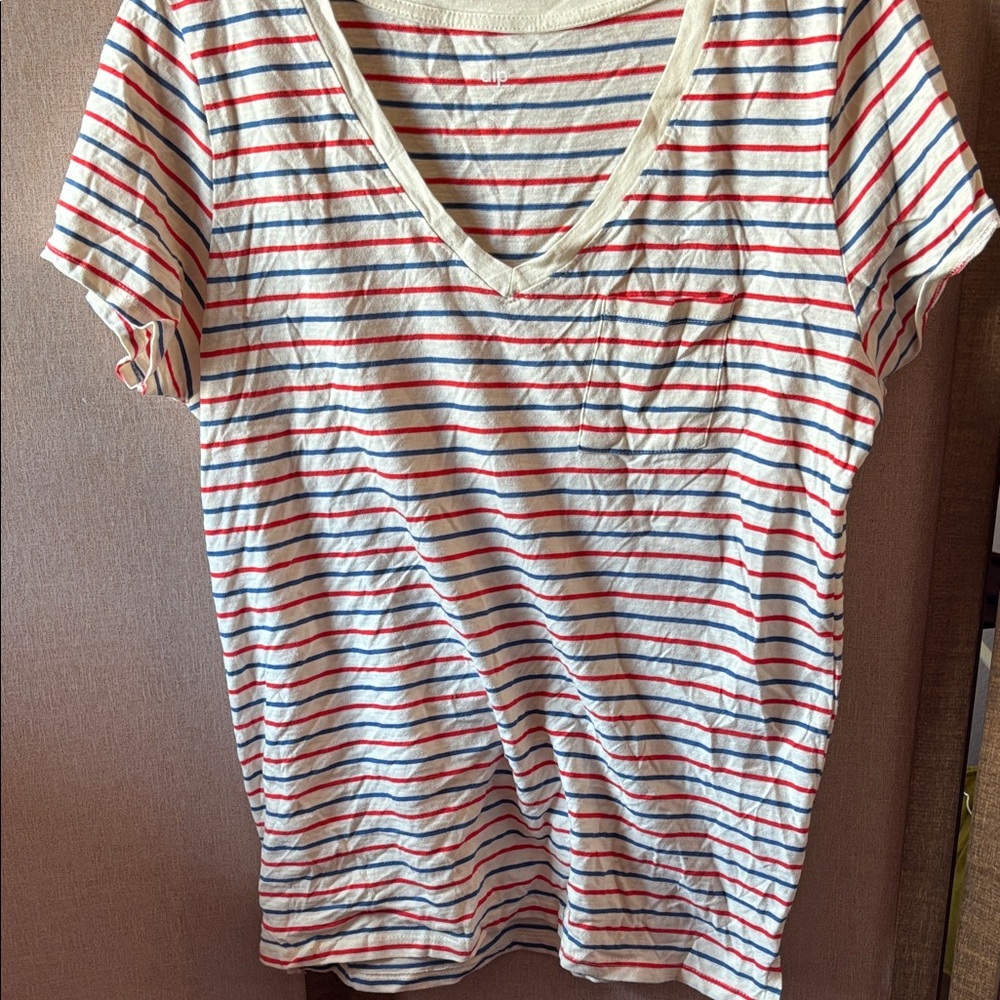 FINAL MARKDOWN Dip Striped V-Neck Women’s Top large